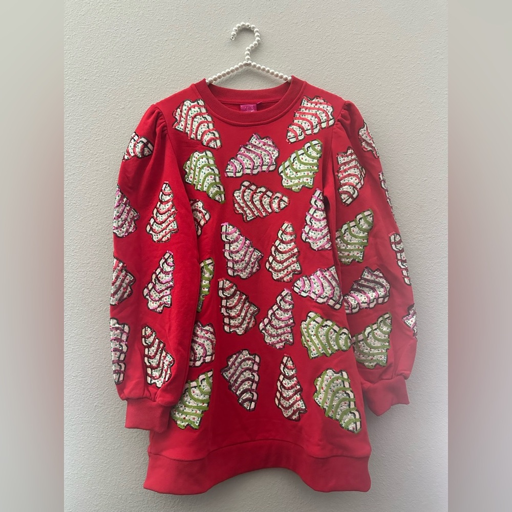 NWT • QUEEN OF SPARKLES • QOS • LITTLE DEBBIE CHRISTMAS TREE CAKE DRESS • SIZE S